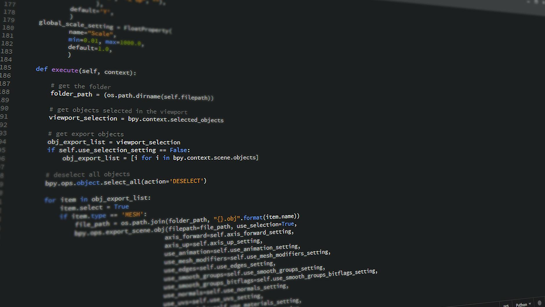 Zbliżenie ekranu komputera z kodem w języku Python Zbliżenie ekranu komputera z kodem w języku Python